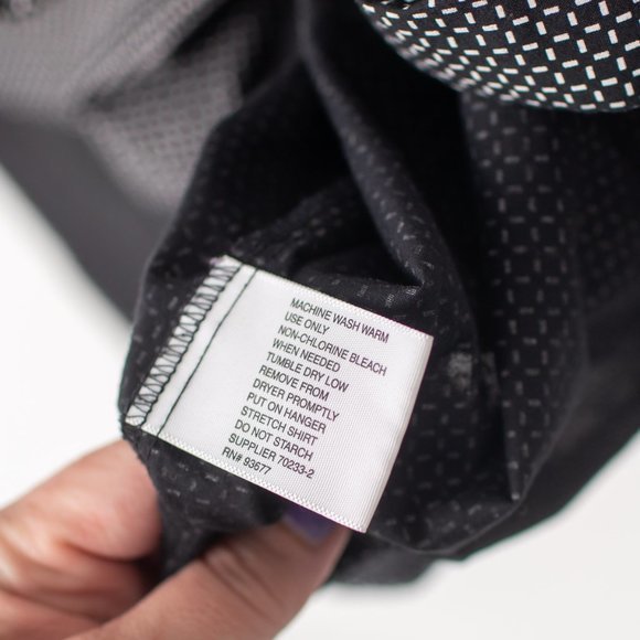 JF J. Ferrar Black White Long Sleeve Button Up Men's Stretch Shirt XXL - Picture 6 of 10